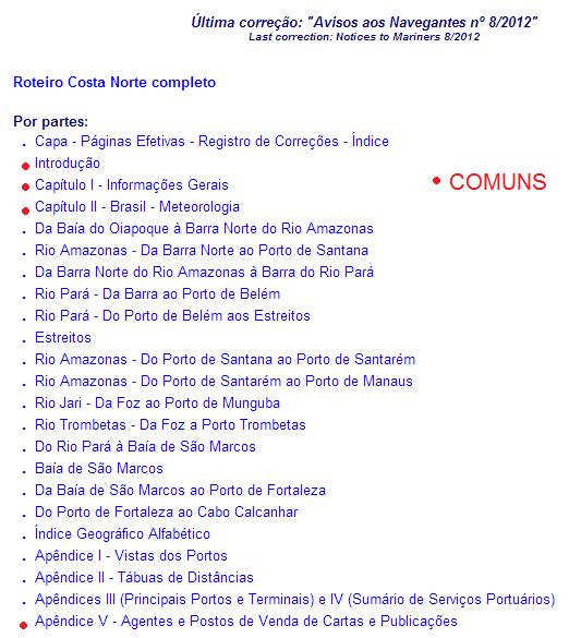 270 Publicação anual que apresenta todos os sinais luminosos das áreas cobertas pelas cartas da DHN, no território nacional e estrangeiro.