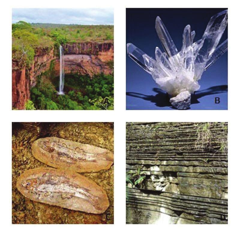 Patrimônio Geomorfológico: Conceitos e Aplicações Figura 1 Mosaico de elementos da geodiversidade.