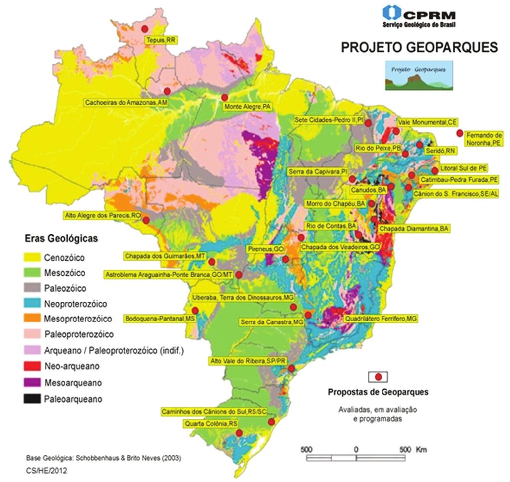 Oliveira, P. C. A e Rodrigues, S. C. Figura 2 - Propostas de Geoparques no Brasil até 2010. Fonte: Schobbenhaus e Silva, 2010, p. 12. A Lei nº 9.