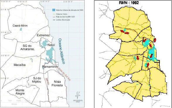 Mapa 04 Processo de Formação do Segundo Arco Início da Década de 1990 Fonte: Base de dados do Observatório das Metrópoles: Núcleo RMNatal processada pelo INPE A análise da dinâmica populacional do