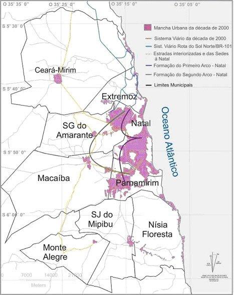 A partir de 2000 a expansão da mancha aponta para a consolidação do segundo Arco, demarcando o eixo de indústria e serviço.