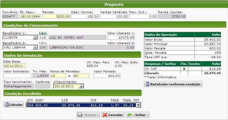 Ao selecionar o convênio desejado, os campos na cor CINZA são bloqueados, pois serão preenchidos automaticamente 2. Informar código do Operador. Para consultar, clique no nome OPERADOR 1.