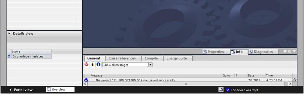 fi Selecione no menu de visualização do projetofi "Options" (Extras) e em seguidafi "Settings" (Configurações).