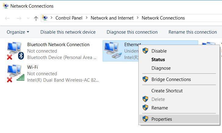 fi Na janela aberta da central de rede e liberação, clique em fi "Change adapter settings" (Alterar configurações do adaptador).