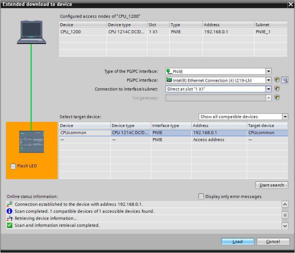 fi Se sua CPU for mostrada na lista "Compatible devices in target subnet" (Dispositivos compatíveis na sub-rede de destino), ela deve ser selecionada e o