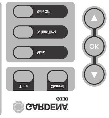 8 9 B E F 0 A C D G C Indicação do sensor: Com o sensor encaixado, é indicada a mensagem de estado seco DRY ou húmido WET. Com a indicação WET, os programas de rega são bloqueados.