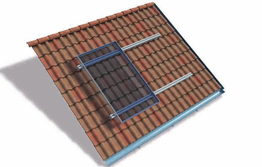 Estrutura Universal e Universal Medium com suportes, para telhados inclinados com telhas de cerâmica.