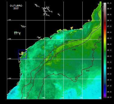 Figura 12: Médias mensais da temperatura da superfície do mar dos meses de Outubro de 2000 a 2009.