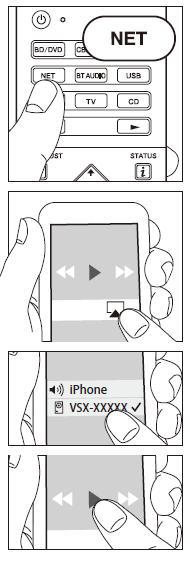 (Página 23 original) AirPlay Você poderá ouvir sem fios os arquivos musicais contidos em um iphone, ipod touch ou ipad conectados ao mesmo roteador do receiver.