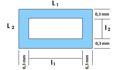 Para uma seção retangular vazada, o momento de inércia mínimo é calculado pela Equação 3.