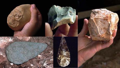 Instrumentos em pedra do Paleolítico Inferior O Homo Habilis foi o primeiro a fabricar instrumentos, os seixos