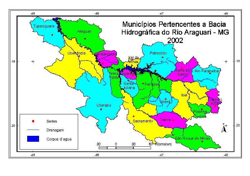 Figura 1: Municípios Pertencentes a Bacia do Rio Araguari Fonte: ROSA, et al. (2004) 3. Materiais e Procedimentos Metodológicos 3.1 - Materiais Documentos cartográficos!