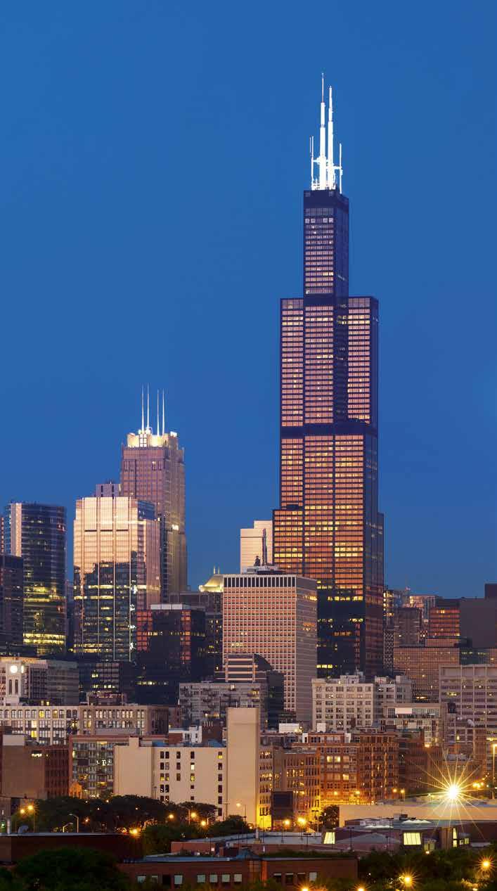 estabilidade contra os ventos fortes de Chicago. A Willis Tower tem mais de 16.