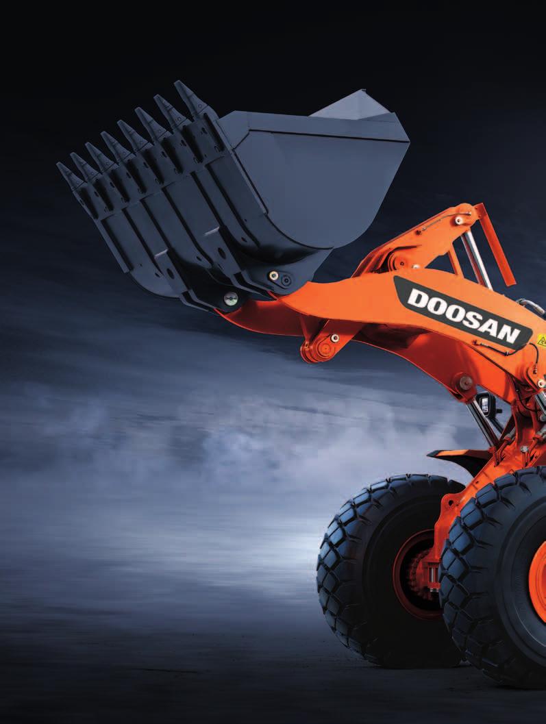 DOOSAN DL420 Uma carregadora de rodas potente A palavra de ordem utilizada durante o desenvolvimento da DL420 foi oferecer um valor óptimo ao utilizador final.