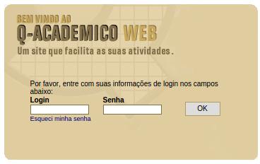 4.1. Primeiro acesso: Para acessar o Q-Acadêmico pela primeira vez é necessário criar uma senha de acesso. Para tanto, deve-se clicar no link Esqueci minha senha.