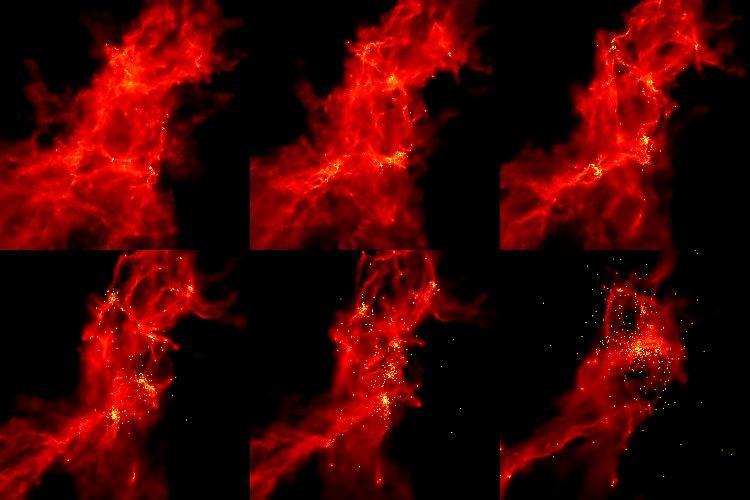 A Função de Massa Inicial Quando uma nuvem grande ( ~1000 M ) colapsa e fragmenta, quantas estrelas de cada massa se formam?