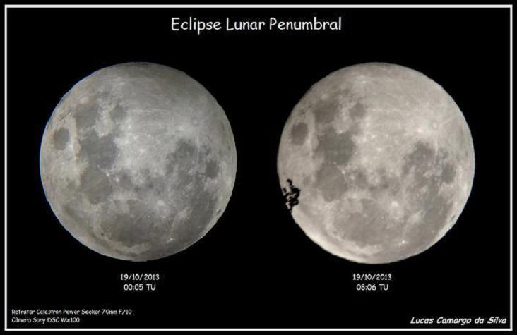 18) Eclipse penumbral da Lua Na noite de 18 de outubro de 2013 aconteceu o eclipse penumbral da Lua. O evento foi acompanhado por observadores do NEOA-JBS.