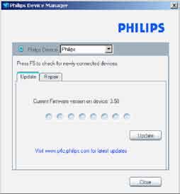 Instale o Philips Device Manager a partir do seu leitor ou transfira a versão mais recente a partir de www.philips.com/support. 5.