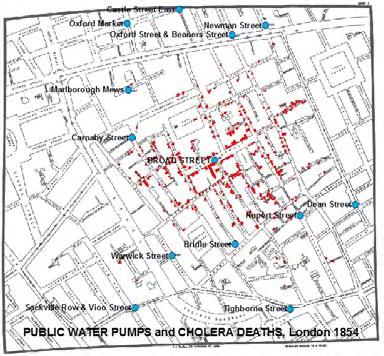 3 Figura 1 - Mapa de Londres com casos de cólera e poços.