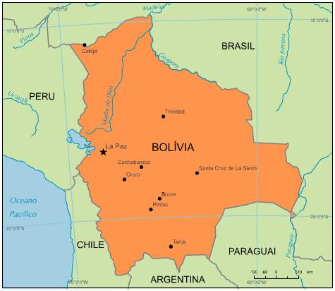 Dados Básicos Localiza-se na América do Sul, faz fronteira com Brasil, Argentina, Paraguai, Peru e Chile.