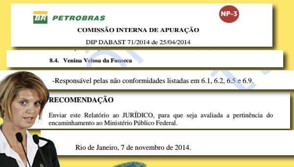 Na época em que Venina fez a apresentação, Dilma presidia o conselho de administração da Petrobras e