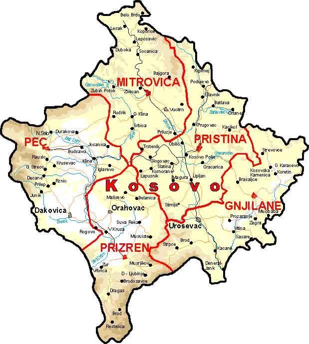 Anexos ANEXO B ANÁLISE DO AMBIENTE OPERACIONAL 48 Figura 6: Localização geográfica do Kosovo Fonte: (Maggelan) Situação Política Figura 7: Regiões do Kosovo Fonte: (Kosovo Maps, 2001) Apesar da