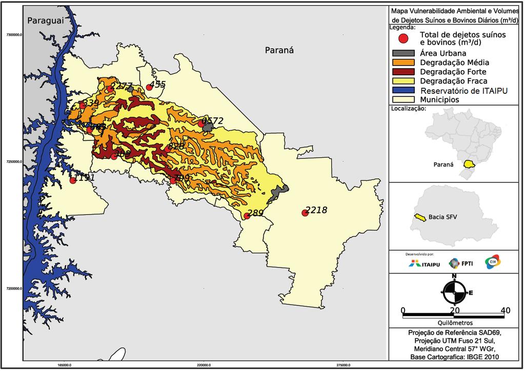 Resultados Potencial energético oriundo do biogás gvsig Identificação de áreas de vulnerabilidade ambiental.