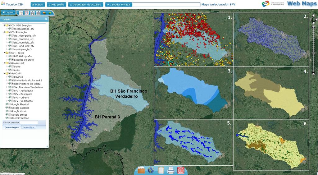 Sistemas de Informações Geográficas Web Sistema Web Maps de Gestão Territorial 1. Plantéis. 2. Hidrografia.