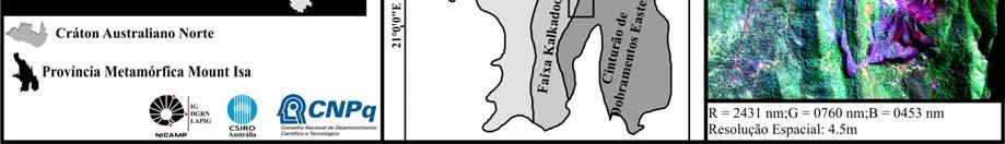 Cinturão de Dobramentos Eastern (CDE) (Figura 1B). Figura 1. (A) Contexto tectônico regional. (B) Compartimentação morfotectônica da Província Metamórfica Mount Isa.