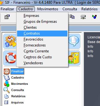 Como verificamos algum contrato para solucionar estes casos? Para isso temos que ir na opção contratos do SIF.