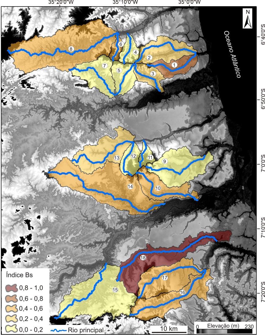 tectônica relativa alta e muito alta, respectivamente (Figura 7a-b).