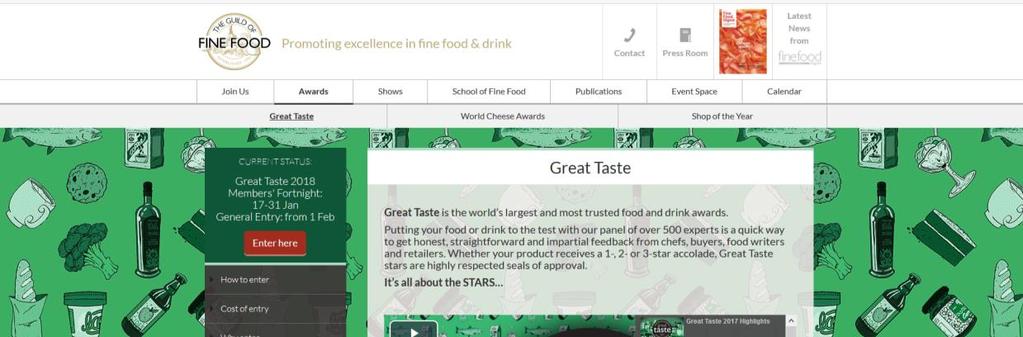 GREAT TASTE 2018 INSTRUÇÕES ONLINE PARA AS SUAS INSCRIÇÕES Queira visitar www.gff.co.uk/gta Clique em Enter Here (na casa vermelha) ou Enter Awards (no canto superior direito da página Web) 1.