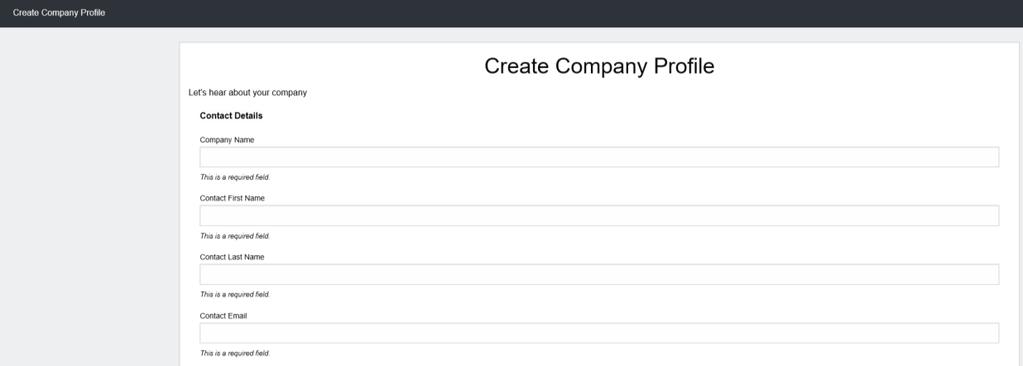 Exemplo de ecrã para Company Profile: Continuação