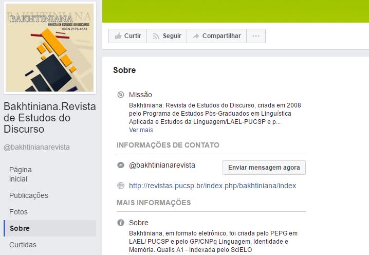 Visibilidade: 614 curtidas Suas postagens são para divulgação de novos volumes e artigos;