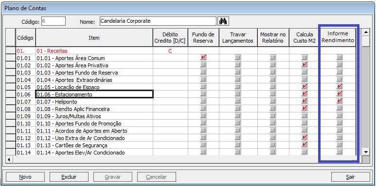 1. Para informar ao sistema Condomínio 21 quais classes irão gerar os lançamentos para o Informe de Rendimentos ADI, acesse o menu:.cadastros/ Plano de Contas. O sistema irá exibir a tela abaixo: 2.