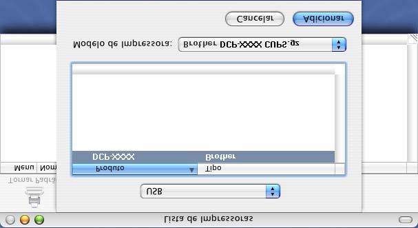 Fase 2 Para utilizadores do cabo de interface USB E Seleccione DCP-XXXX (XXXX é o nome do seu modelo), e em seguida clique em Adicionar. G Para instalar Presto! PageManager, clique no ícone Presto!