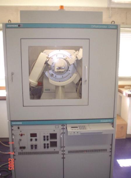 37 A B Figura 19: A - Incidência de um feixe de raios-x sobre um mineral (Skoog, 2002) e B- Difratômetro SIEMENS 5000. 4.