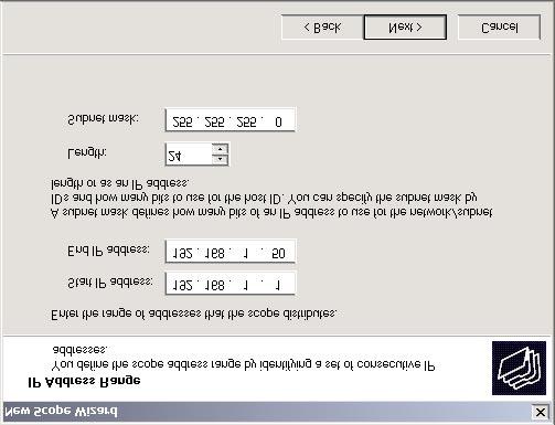 Figura 10. Janela Create scope - (Local) b. Digite os endereços IP iniciais e finais dos controladores que estão sendo configurados na rede.