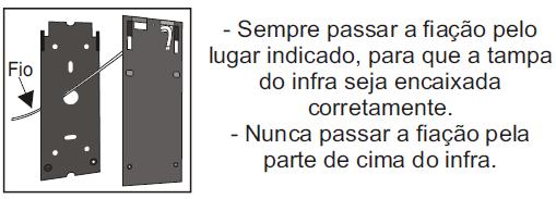 9- POSIÇÃO DAS LENTES 10- ESQUEMA DE LIGAÇÃO: 11- CUIDADOS: Para um bom funcionamento e para que não haja disparos indesejados é importante tomar alguns cuidados descritos abaixo: SENSOR