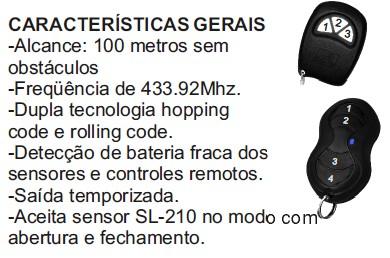 Máximo de controles: 300 Máximo de sensores: 40 Carga máxima para o relê: 12V --> 3A (36 W) 127Vac --> 2,0A (254 W) 220Vac --> 2,0A (440 W) RECEPTOR PROGRAMÁVEL 2 CANAIS RRC-200 1- PROGRAMAÇÃO DE