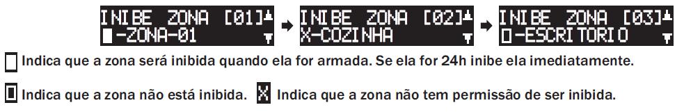 - Usar a tecla correspondente a PGM (1 para PGM 1, 2 para PGM 2, 3 para PGM 3 ou 4 para PGM 4) para acioná-la ou desacioná-la. 1.9 INIBIR ZONAS (BYPASS) - Pressionar a tecla BYP e digitar a senha.