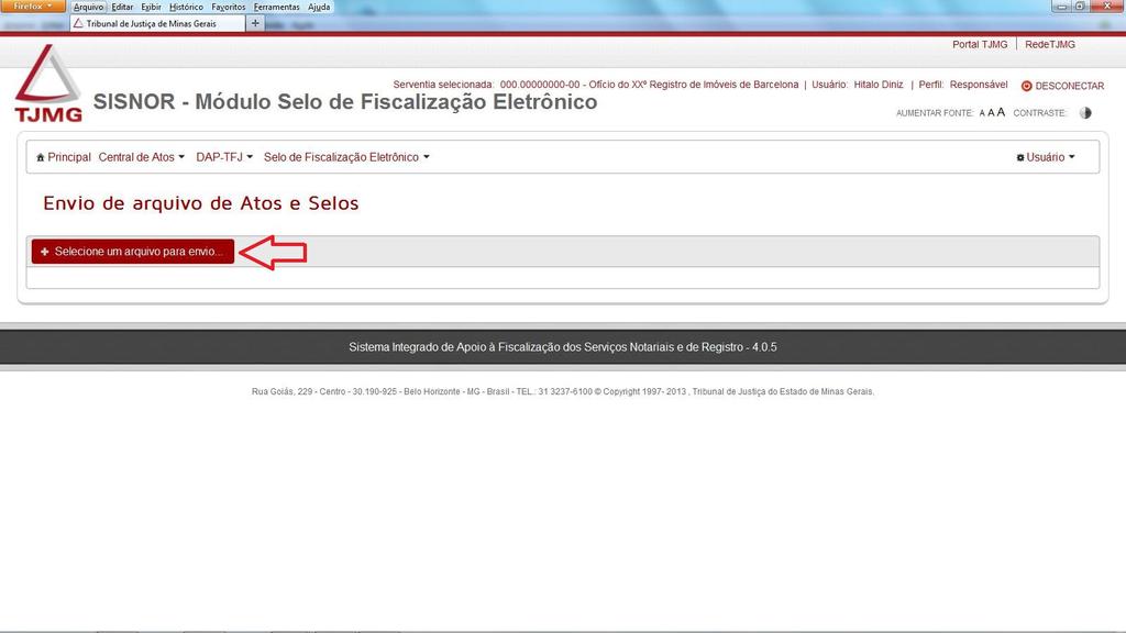 Figura 4 Seleção de arquivo para envio dos atos 5.