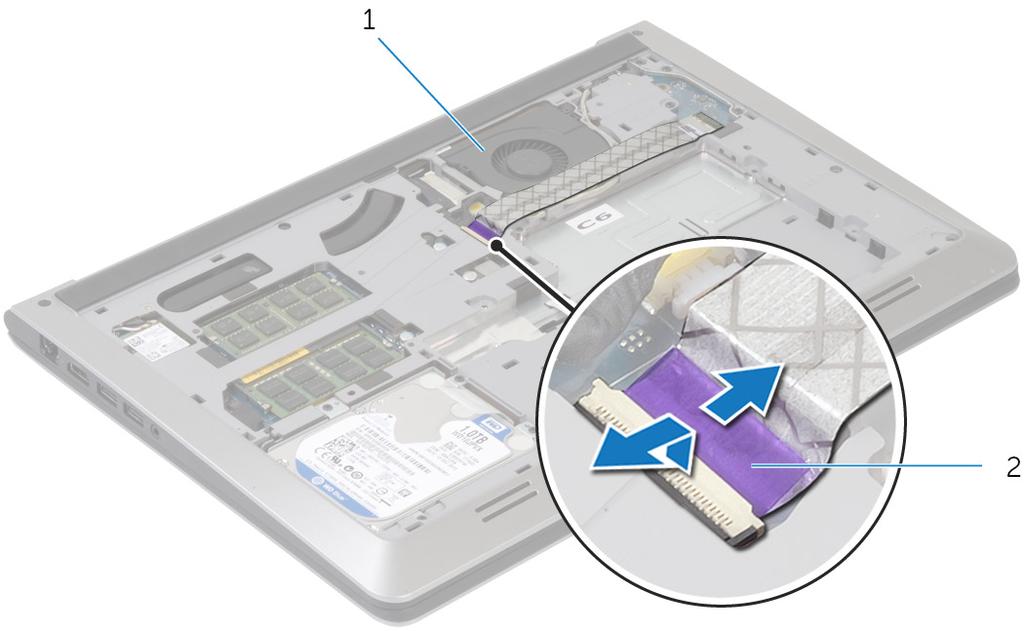 Como remover o ventilador ATENÇÃO: Antes de trabalhar na parte interna do computador, leia as informações de segurança fornecidas com seu computador e siga as etapas descritas em Antes de trabalhar