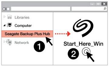 Mac: clique duas vezes em Start_Here_Mac 3. Siga as instruções na tela para registrar o seu Backup Plus Hub e instalar o software Seagate.
