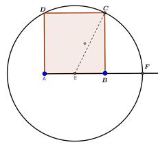 a) a partir de um segmento dado constrói-se um quadrado cujo lado é segmento dado, em seguida constrói-se o ponto médio do lado do quadrado.