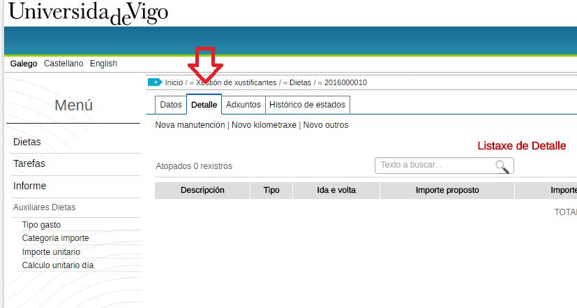 -Congreso: se o motivo do desprazamento é un congreso, hai que elixir esta opción e marcar a data de inicio de celebración do congreso.