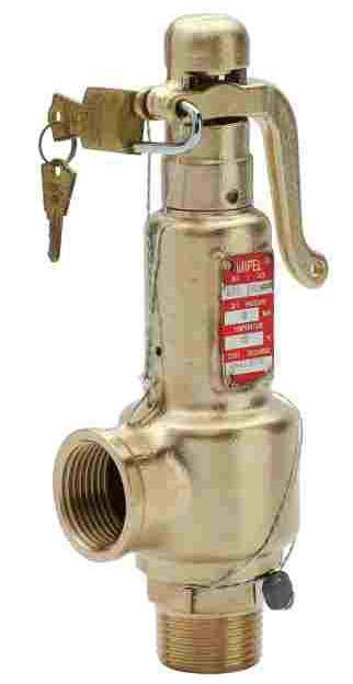 Fig. 0 Válvula de segurança Safety valve Válvula de seguridad Válvula de segurança de bronze com alavanca, para uso em vapor, ar comprimido e gases.