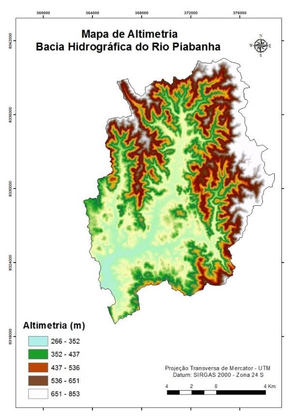 Figura 3. Altimetria da bacia hidrográfica do Rio Piabanha. 4.