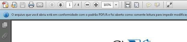 4. Para finalizar, na janela principal voltar a clicar em Salvar/Guardar Como verificar se um documento está guardado em formato PDF/A utilizando o Adobe Reader X/DC (Software sem custos).