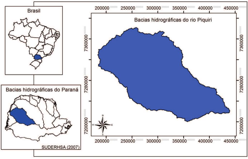 13 4 MATERIAL E MÉTODOS 4.1 Descrição da área de estudo A bacia hidrográfica do rio Piquiri abrange uma área de drenagem de 24.156 km².